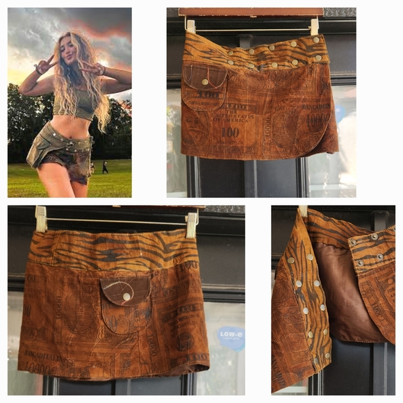 The Earth Dance Snap Leather Wrap Mini Skirt - Picture 1 of 7